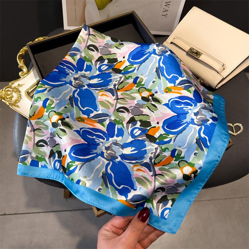 New Printed Square Scarves Women's Satin Scarf Spring and Summer Floral Bandana Small Neckties Hairbands Bags Foulard Shawl