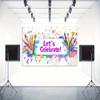 2D "Let's Celebrate!" Art Studio Backdrop Vibrant Paint Splash Themed Party Background