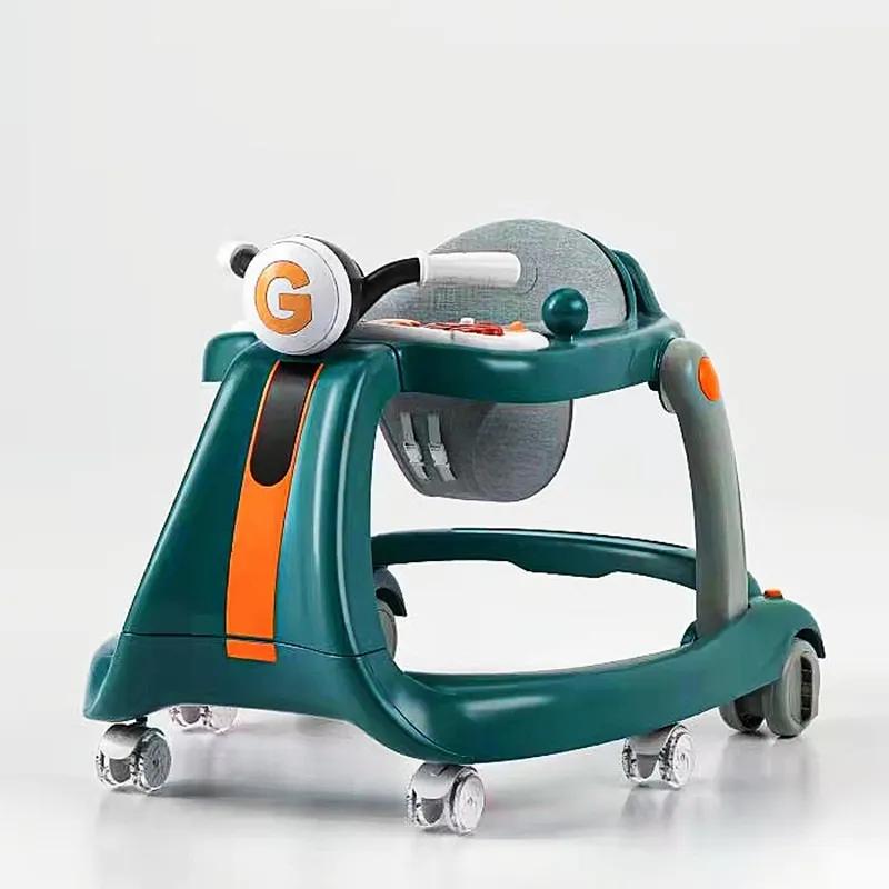 2-In-1 Baby Walker With Wheels Foldable Push Walker With Music Lights Activity Center Car With Interactive Toy Tray For Infants