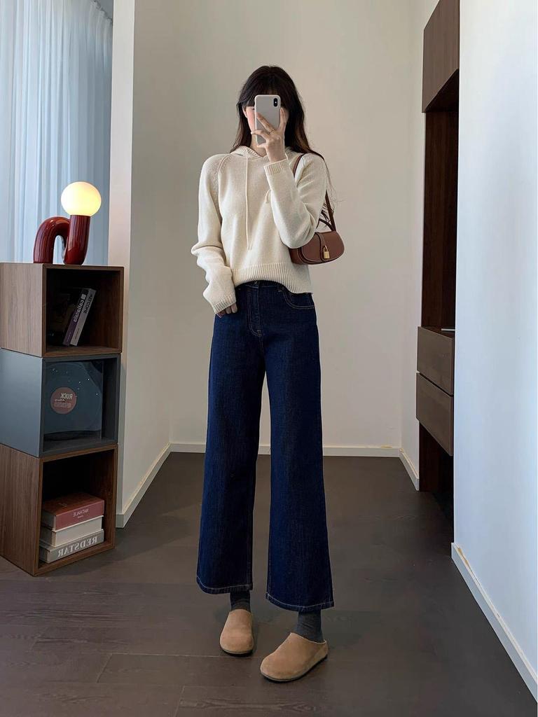 Xiao He 2026 Embroidered Denim Slim Straight-Leg Women's Jeans