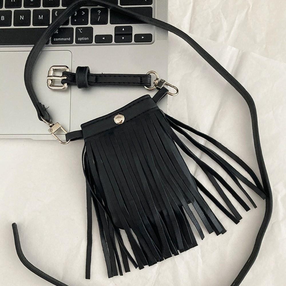 PU Leather Waistband with Bag Zinc Zinc Alloy Pocket Belts Waist Bag Tassel Belt  Streetwear