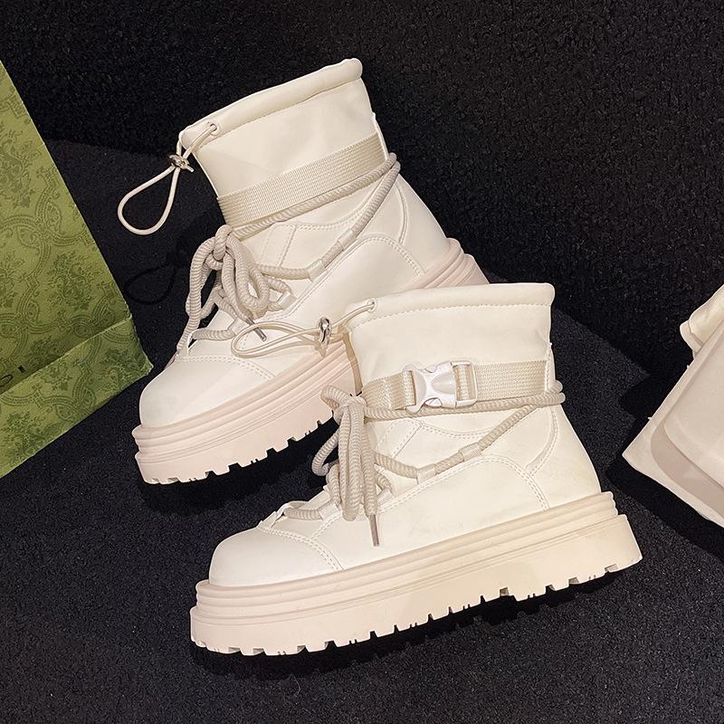 Waterproof Snow Boots Women's Winter 2025 New Wool Integrated Warm Cotton Shoes Thick-soled Versatile Velvet Short Boots