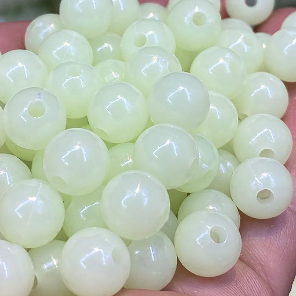 1000 Stück Angelperlen, nachtleuchtende Montageperlen, runde, leuchtende Kunststoffperlen, Angelzubehör für Süß- und Salzwasser, 6 mm