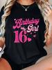 Söt 16-årig Födelsedagstjej Krona Konfetti T-shirt