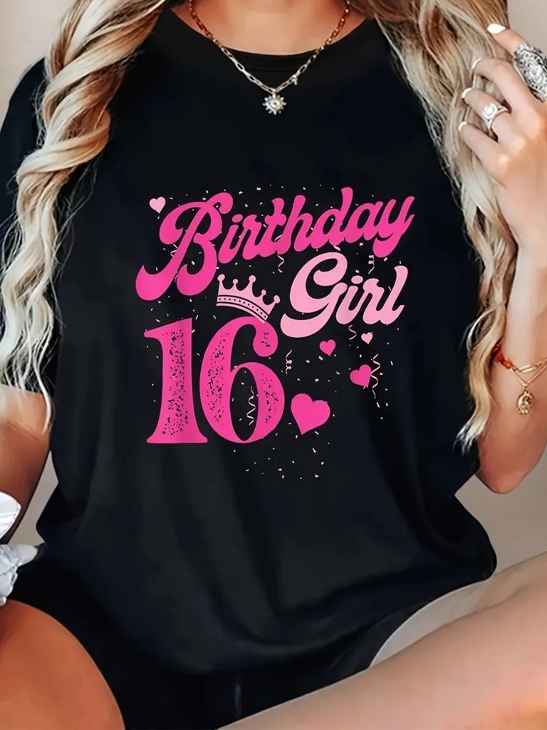 Sweet 16 Birthday Girl Crown Confetti T-shirt