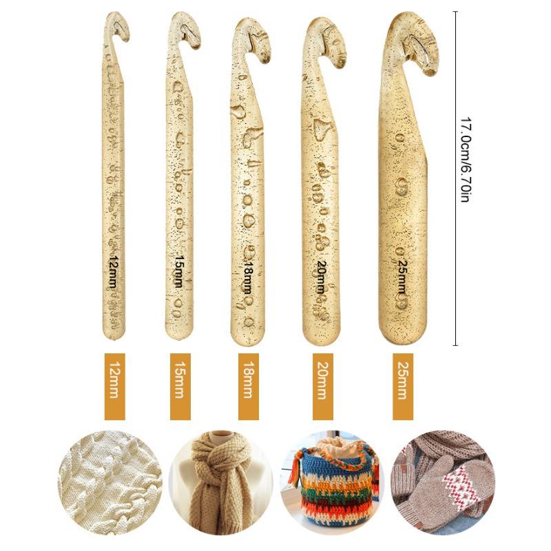 Large Transparent Yellow Crystal Crochet Hooks Weave Sewing Tools Embroidery Needles Big DIY Knitting Needles 12/15/18/20/25mm