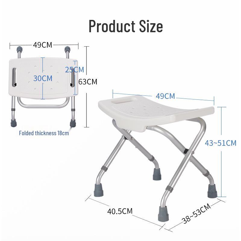 Foldable Non-Slip Bath Stool with Backrest for Elderly, Pregnant, or Shower Use.