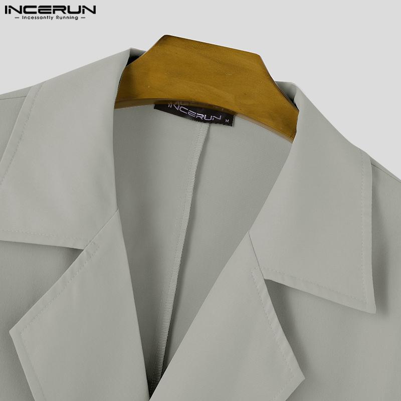 INCERUN Homens Lapela Entalhada Manga Comprida Casacos Casuais Soltos Cargo Casacos