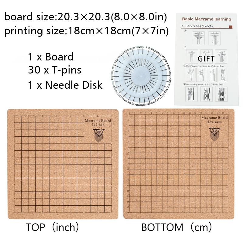 

1 Набор пробковая макраме-доска с инструкциями инструмент для плетения и фиксации вязаной веревки доска для макраме портативная несколько вариантов в наличии 18x18cm