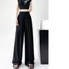 Spring Autumn Women Loose Wide Leg Pants New Thin Elastic High Waist Casual Drape Casual Long Pants Solid Color Fashion Elegant Simple Trousers 2396