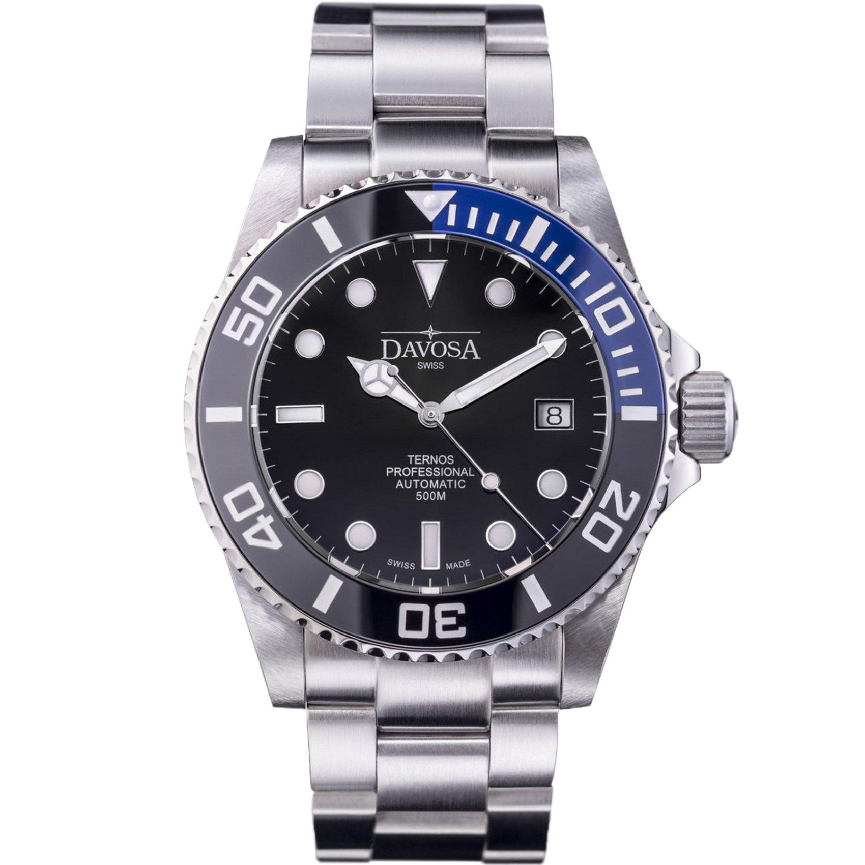 

Mechanical Automatic Watch 50 ATM Water Resistant Ternos Professional Silver [Davosa] 161.559.45 Men s чорний