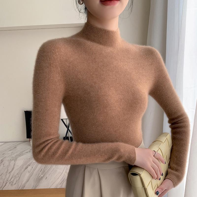 Women's Seamless Cashmere Slim-Fit Half-High Neck Sweater