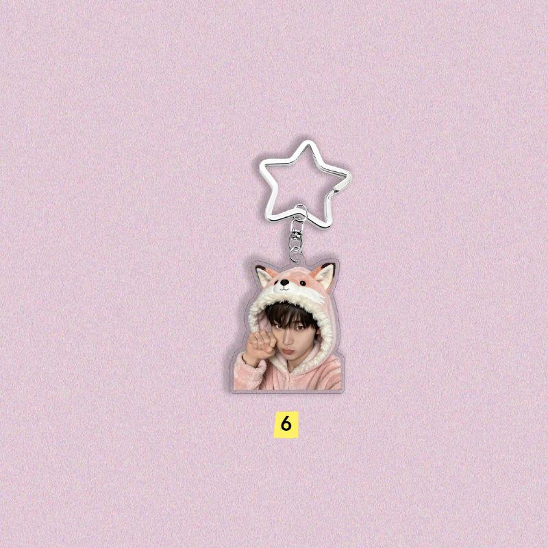 Kpop ENHYPEN Keychain Cute Plush Outfit Photo Acrylic Keyring Sunoo Jungwon Heeseung Star Shape Buckle Bag Pendant Jewelry Accessories