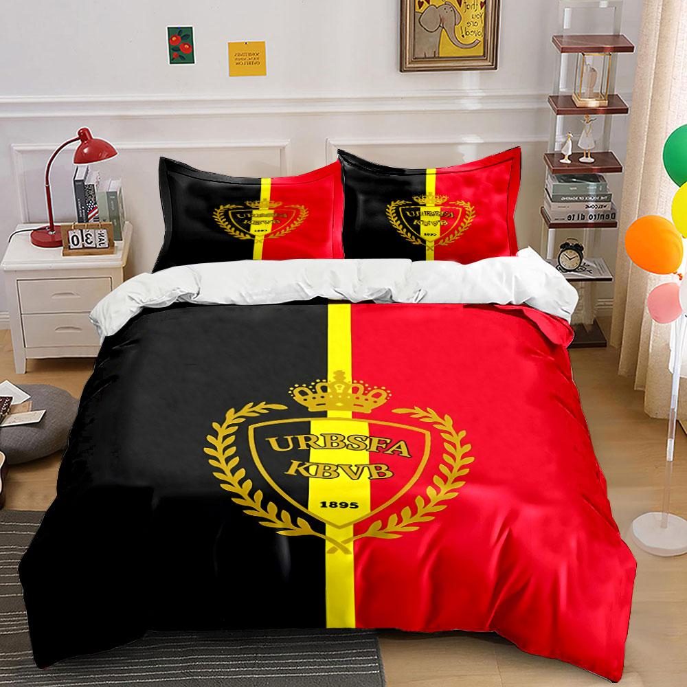 Belgium Soccer Crest Bedding Set Bedding Duvet Cover Set Duvet Cover Pillowcases (1 * Duvet Cover 2 * Pillowcases, without duvet insert)