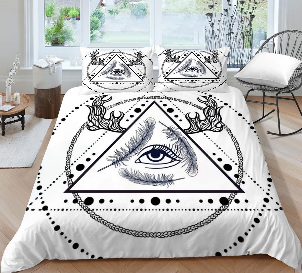 Geometric Shape Quilt Cover Pillowcase Two Three Piece Set Polyester Home Textile Kit 3D Digital Printing
