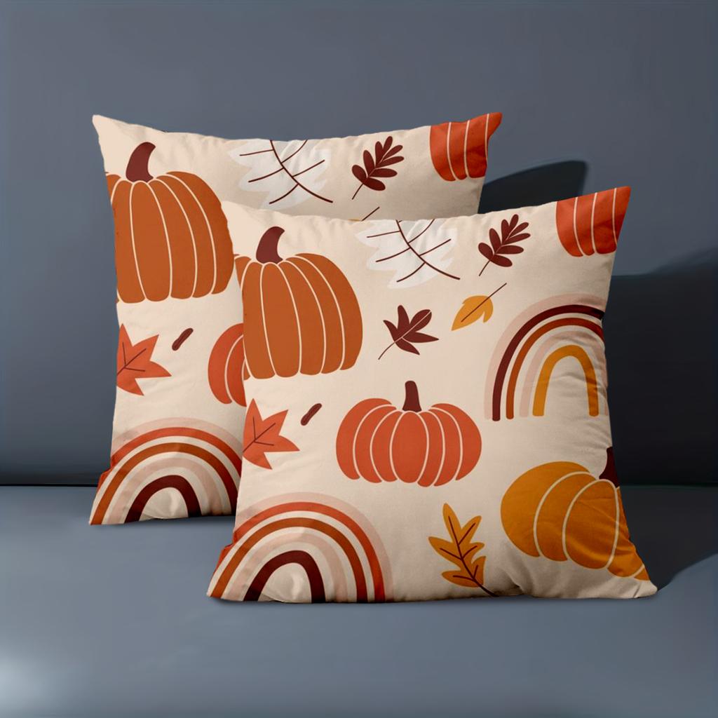 1 Pieces -2D flat printing Autumn Pumpkins Rainbow Pattern Cushions Polyester pillowcase sofa decorative cushion cover