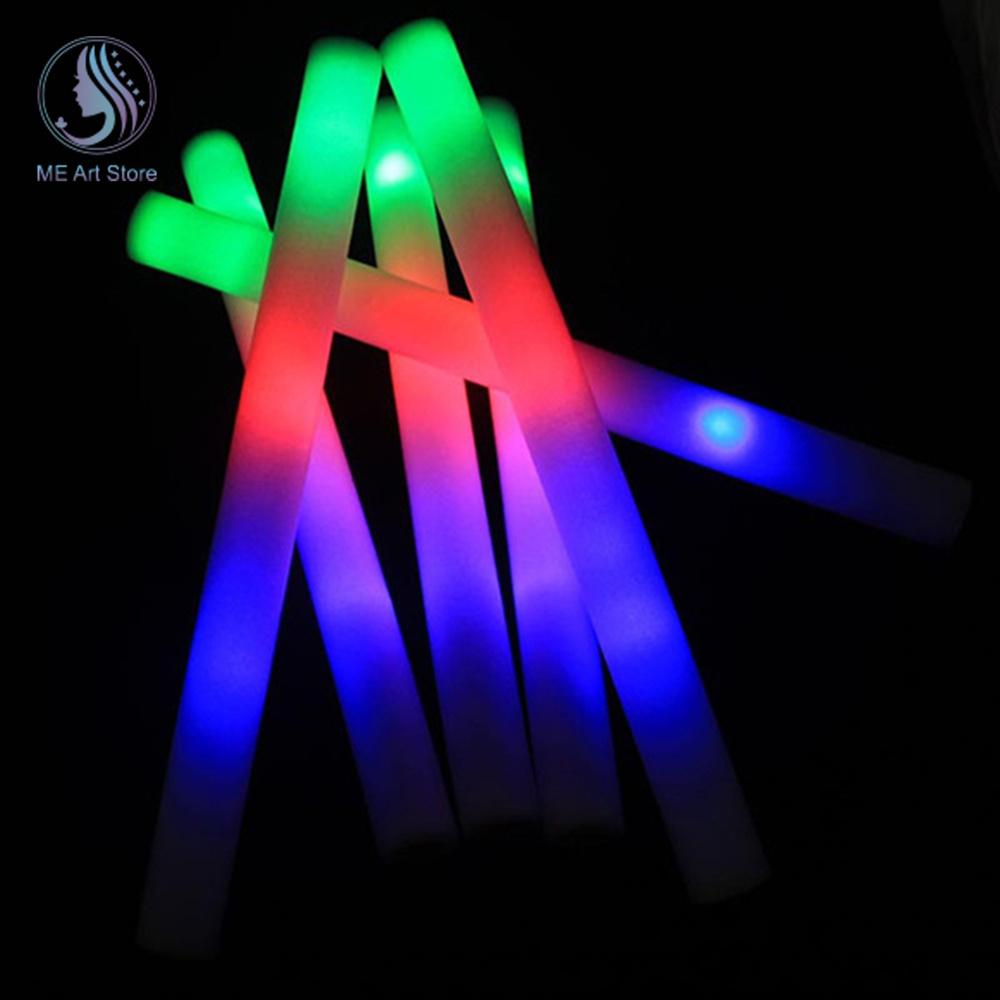 5Pcs/Lot Glow Sticks Bulk Colorful LED Foam Stick Glow Sticks Cheer Tube RGB LED Glow In the Dark Light for Wedding Xmas Party
