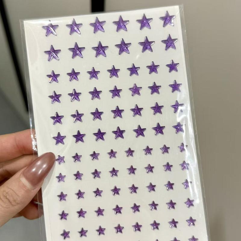 Colorful 3D Face Rhinestone Stickers Silver Star Shape Decal for Cheer Makeup Decorative Scrapbook Face decoration stickers