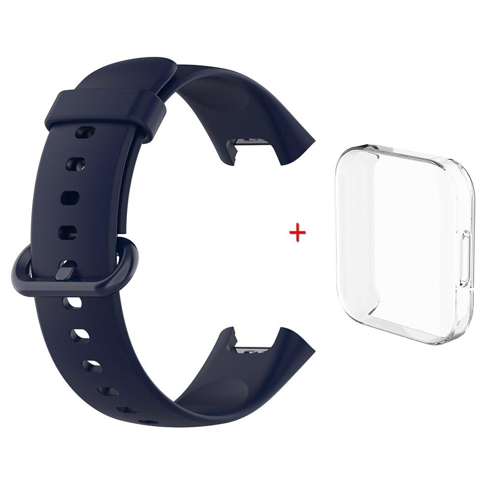 For Redmi Watch 2 Lite Silicone Strap+Case Watchband With Black/Same Color Buckle Wristband and Transparent Watch Shell