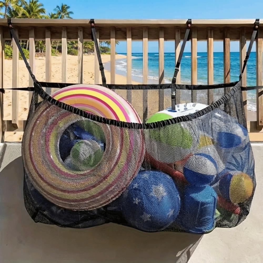 Folding Swimming Pool Hanging Storage Bag Adjustable Beach Hanging Bag Mesh Storage Bag Poolside