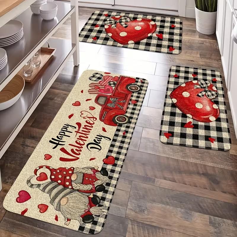 

VIKAMA Valentine s Day Decorative Carpet, Soft Kitchen Dining Room Mat, Living Room Bedroom Entrance Doormat, Home Decoration 40x60cm 1pc