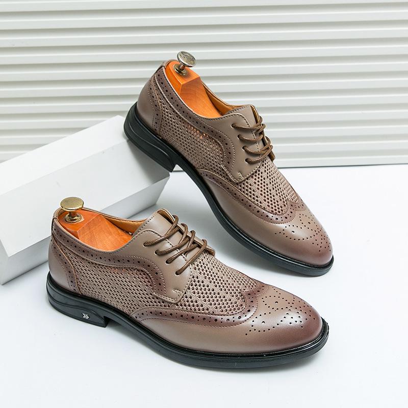 Atmungsaktive Herren-Leder-Sandalen mit Lochmuster (Brogue-Stil) - Sommertrend 2024