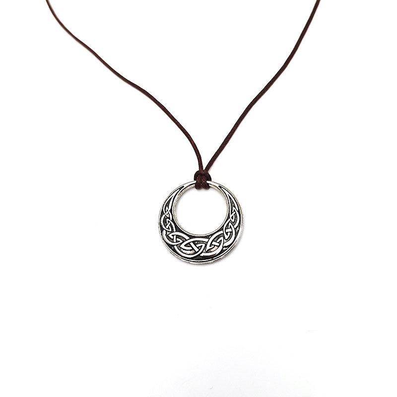 Celtic Knot Leather Necklace Brown Leather Rope Adjustable Design Suitable Retro workwear Style Wearing Commuting Out of Street