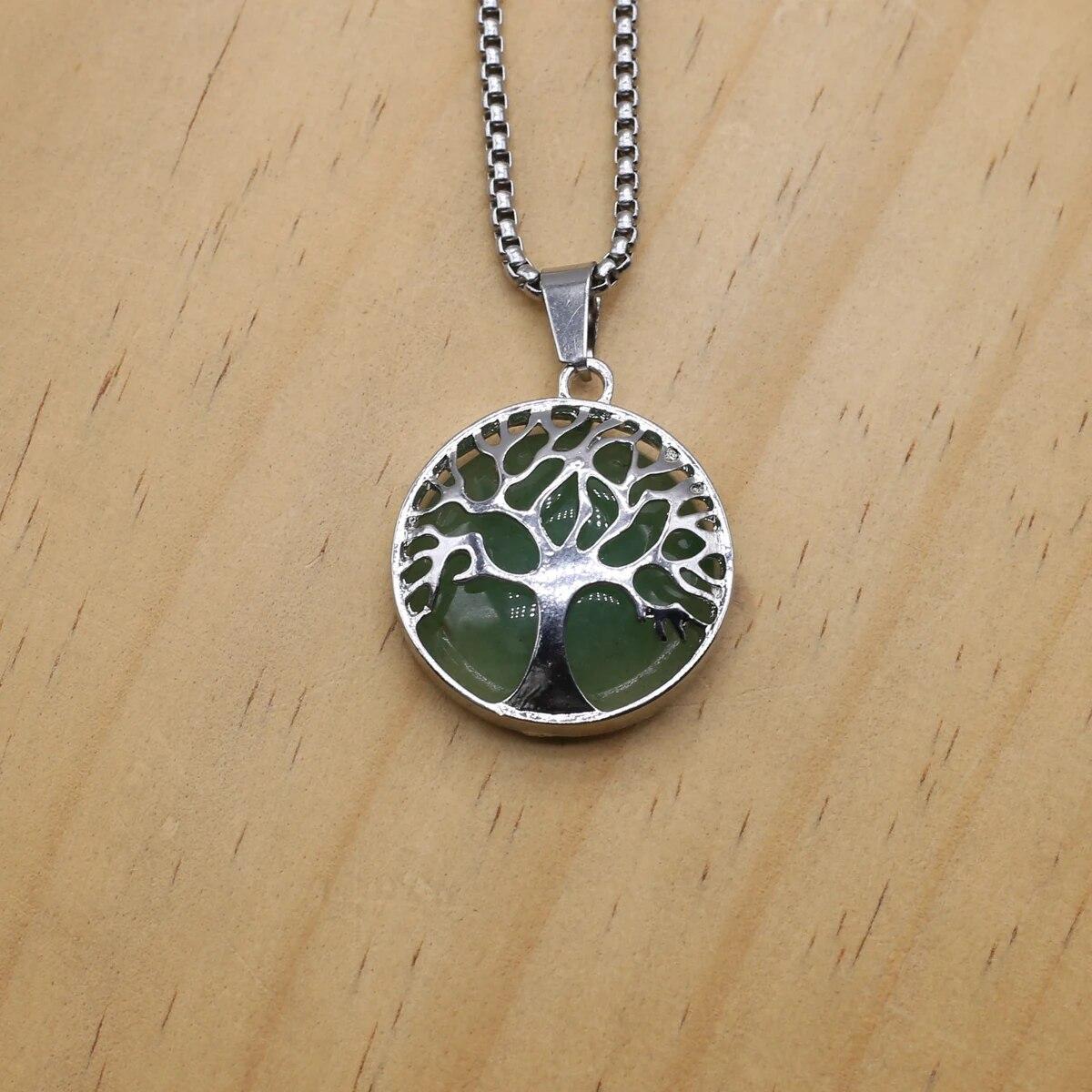 

Ожерелье, кулон из натурального камня, розовый кварц/агат, кулон в виде листа и дерева для женщин и девочек, подарок на день рождения, длина цепочки 60 см 26x30mm