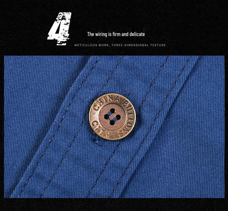 Pánská outdoorová bavlněná pracovní košile s krátkým rukávem, nežehlivá