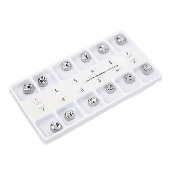 12pcs Dental Metal Crowns Stainless Steel Restore Chewing Function Dental Metal Crowns for Adults