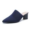 Damen Spitz Gestrickte Hohe Absätze Schuhe Sommer Hausschuhe Elegante Klobige Hohe Absätze Baotou Solide Damenschuhe Weibliche Sandalen