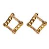 Shining Zircon Splicing Metal Chain Stud Earrings Cold Wind Hollow Geometric Rhombus Earrings Silver Needle 118