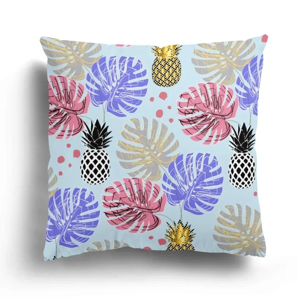 Office Sofa Car Cushion Cover Luxury Home Decoration Pillow Cover Creative Leaves Tropical Plant Pattern
