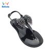 Sandales Cristal Noué Tissu Diamant Coloré Été Chaussures Plates Femmes Plage PVC Blanc
