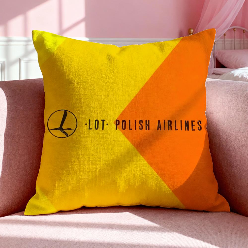 Aviation L-Lufthansa Cushion Cover Breathable Linen Pillowcase Summer Odorless Eco-Friendly Invisible Zipper Washable