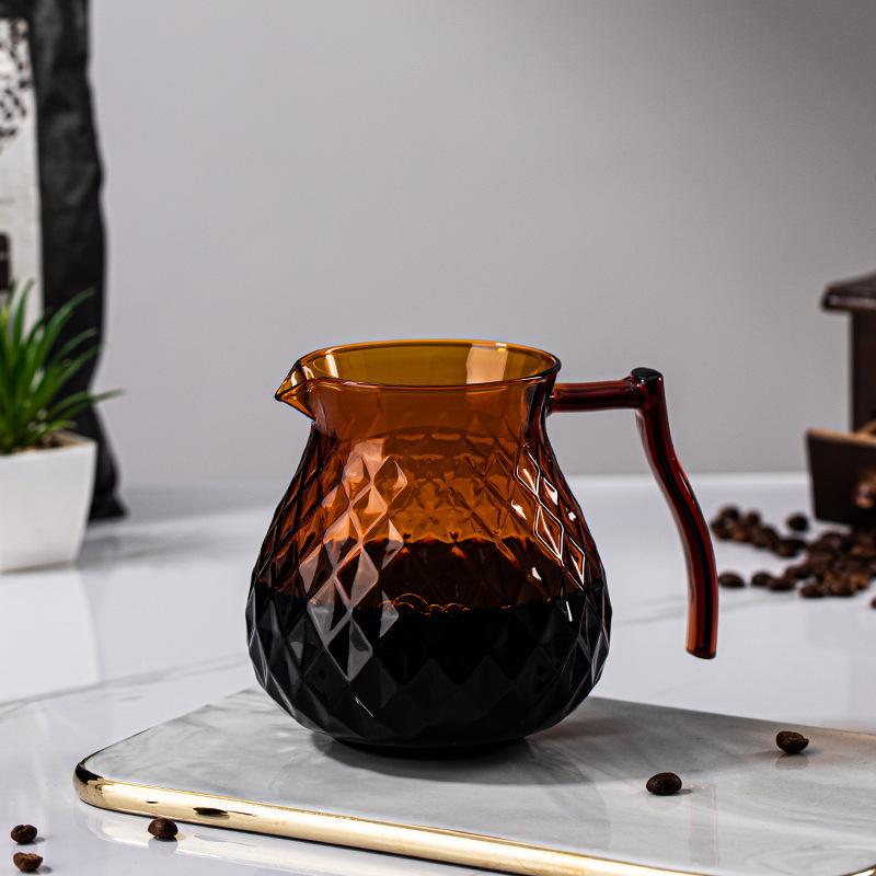 High Borosilicate Glass Amber Coffee Pot Hand Prune Coffee Sharing Pot