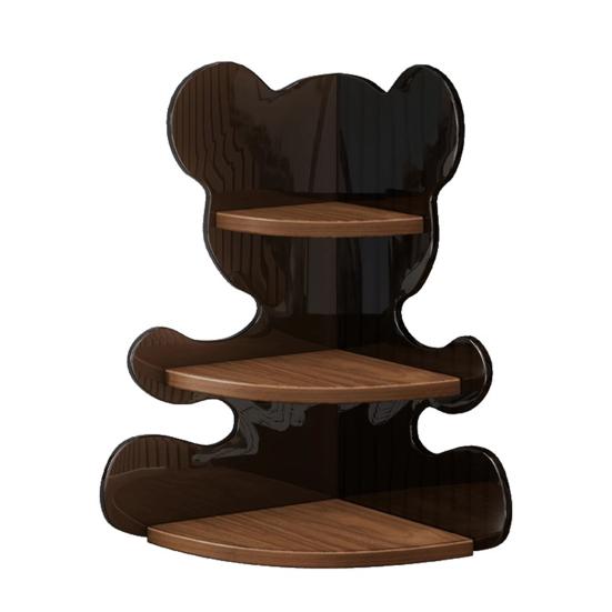Corner Cup Holder Shelf 3-Tier Wood Kitchen Organizer for Mugs Coffee Cups Space-Saving Desktop Storage Rack for Countertop