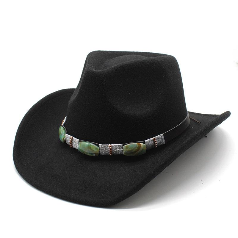 Spring Men'S And Women'S Riding Woolen Felt Hats Western Cowboy Hats British Classic Retro Wide-Brimmed Top Hats