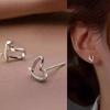Huitan Simple Stylish Heart Stud Earrings for Girls Minimalist Hollow Love Earrings Gift Daily Wear Fashion Versatile