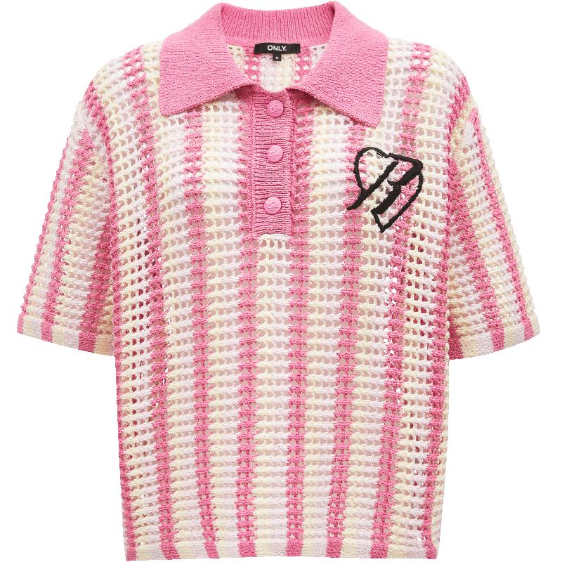 ONLY 2024 Summer Women's Color-block Knit Polo Top