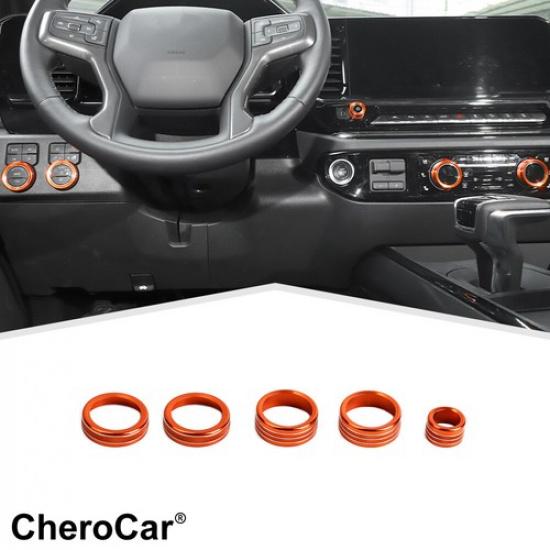 5X Center Control Headlight Radio Switch Knob Ring Trim For 22+ Chevy Silverado