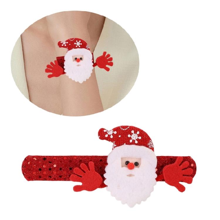 Animal Patterned Christmas Slap Bracelets Festival Slap Wristband for Christmas Celebration Durable Fabric Home Ornament