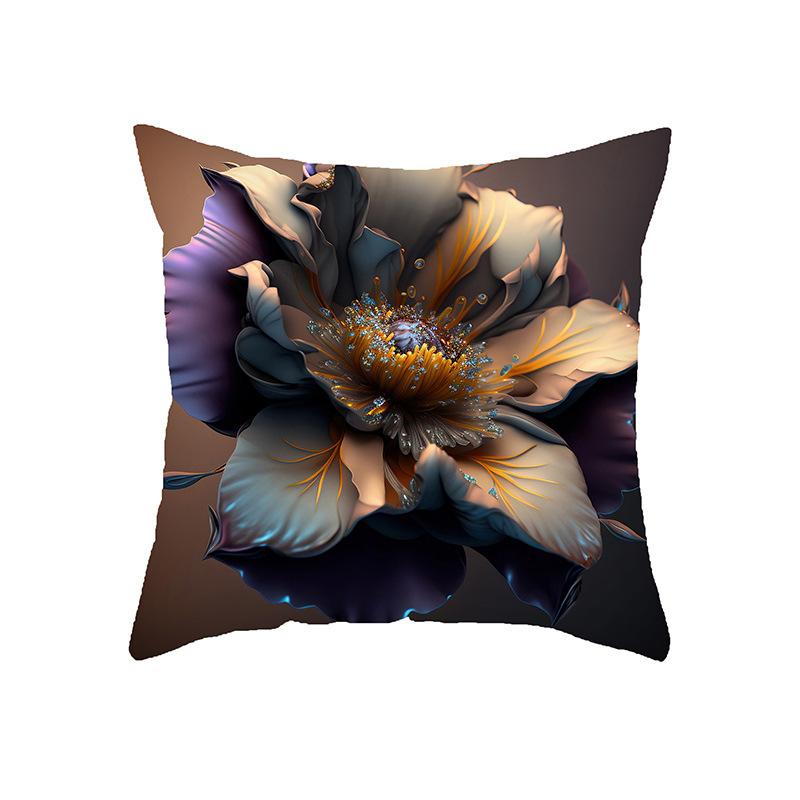 New Home Three-dimensional Printed Flower Pillowcase Office Sofa Bedside Decoration Waist Pillow