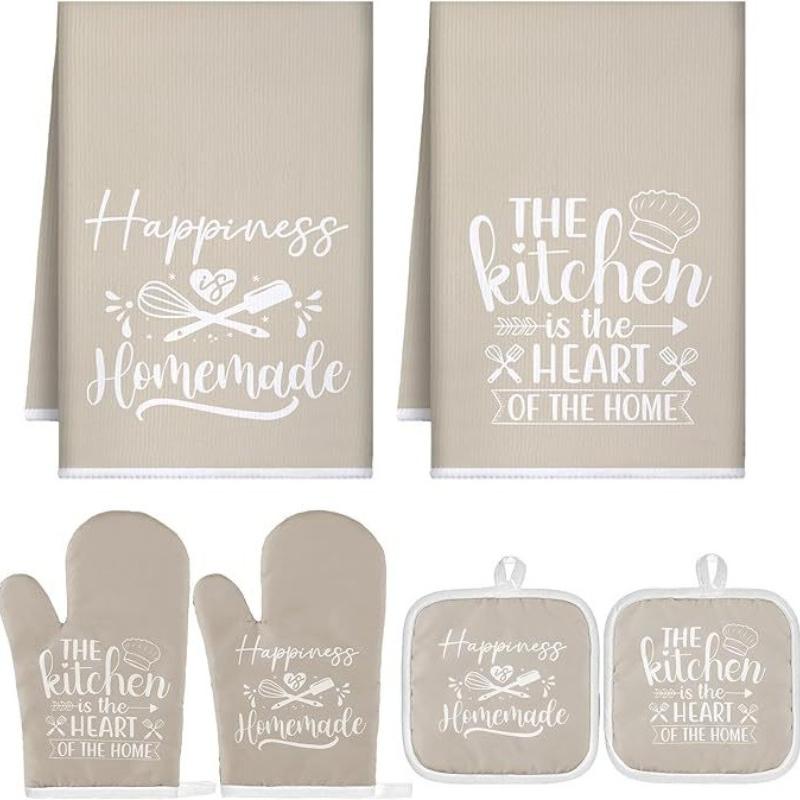 Cotton Thickened Oven Insulated Gloves Insulated Placemat Thickened Absorbent Kitchen Towel Kitchen Baking Set