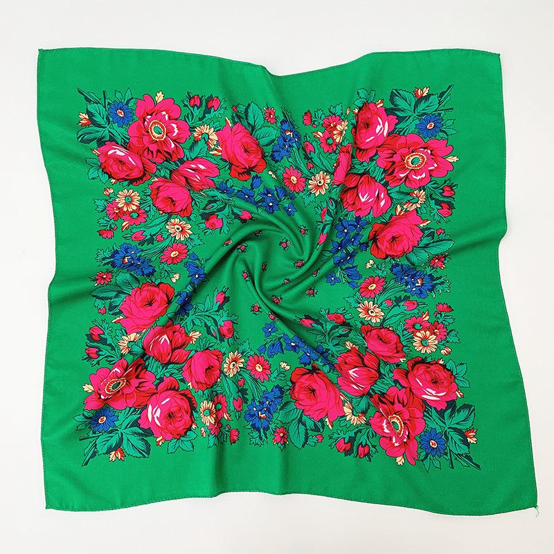 70*70cm Russian Style Floral Print Square Scarf