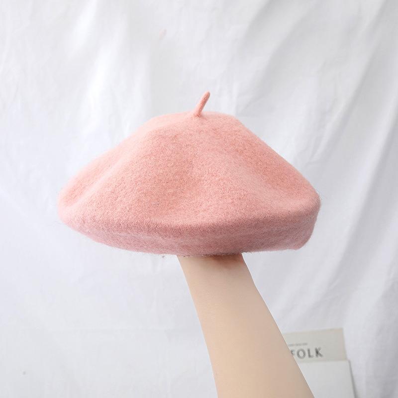 Wool beret fashionable versatile British retro high-end hat women's autumn and winter big head circumference painter hat