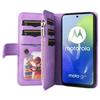 For Motorola Moto G04 4G/G24 4G/G04s 4G/E14 4G Leather Case with Strap Zipper 9 Card Slot Phone Cover Stand
