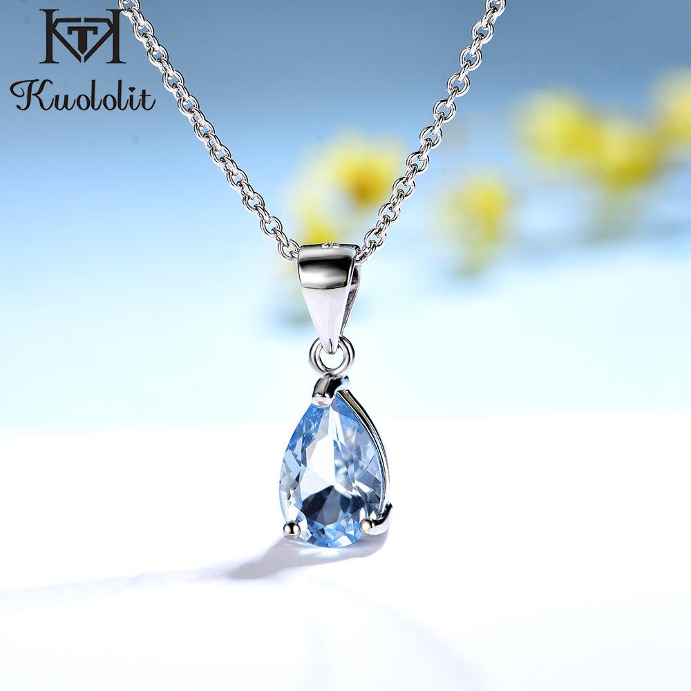 Kuololit Diaspore Gemstone Pendant For Women Solid 925 Sterling Silver Watedrop Necklace For Engagement Party Gifts No Chains