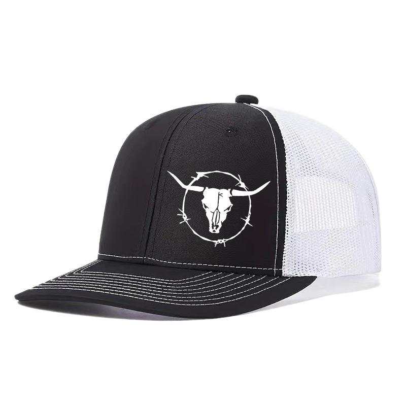 

Outdoor sports bullhead print six piece mesh cap baseball cap truck driver cap sun protection hat белый