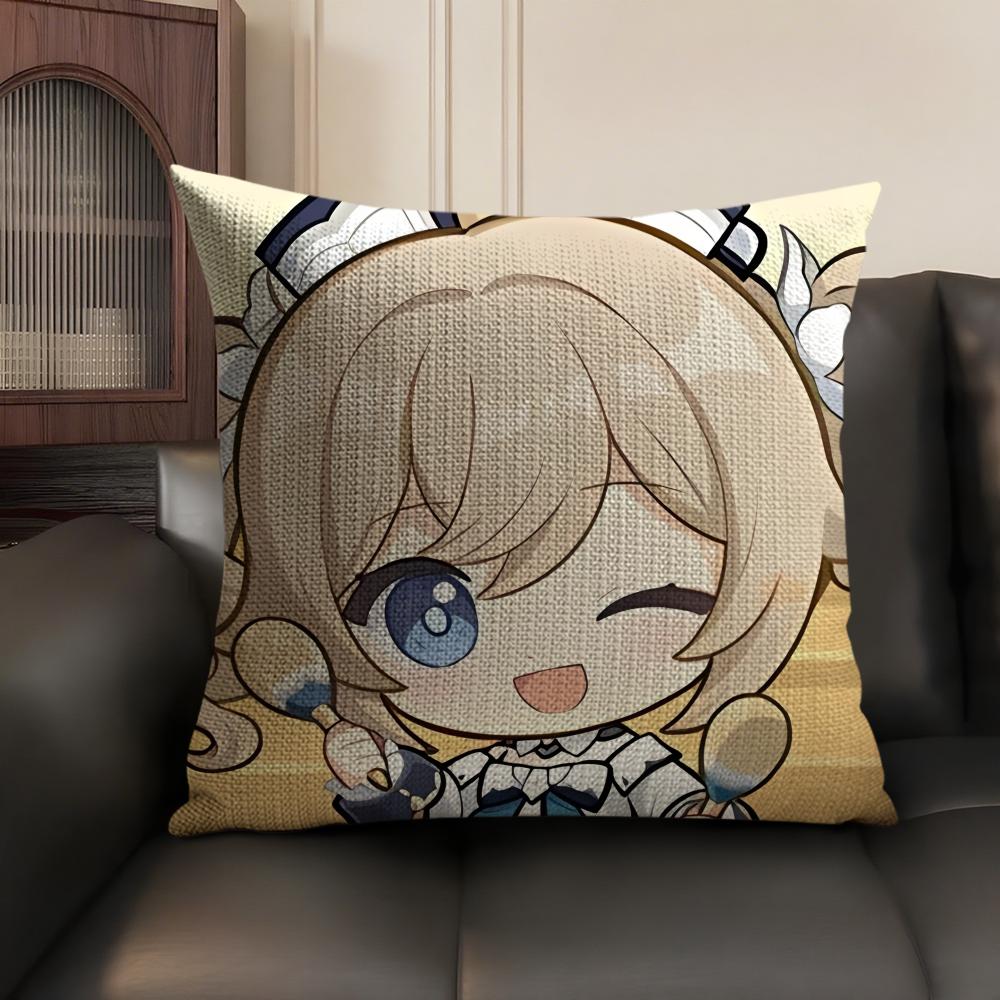 Barbara Cute Cute Genshin Impact Cushion Cover Natural Linen Organic Fabric Double-Sided Printing Sofa Home Decor Pillow Case